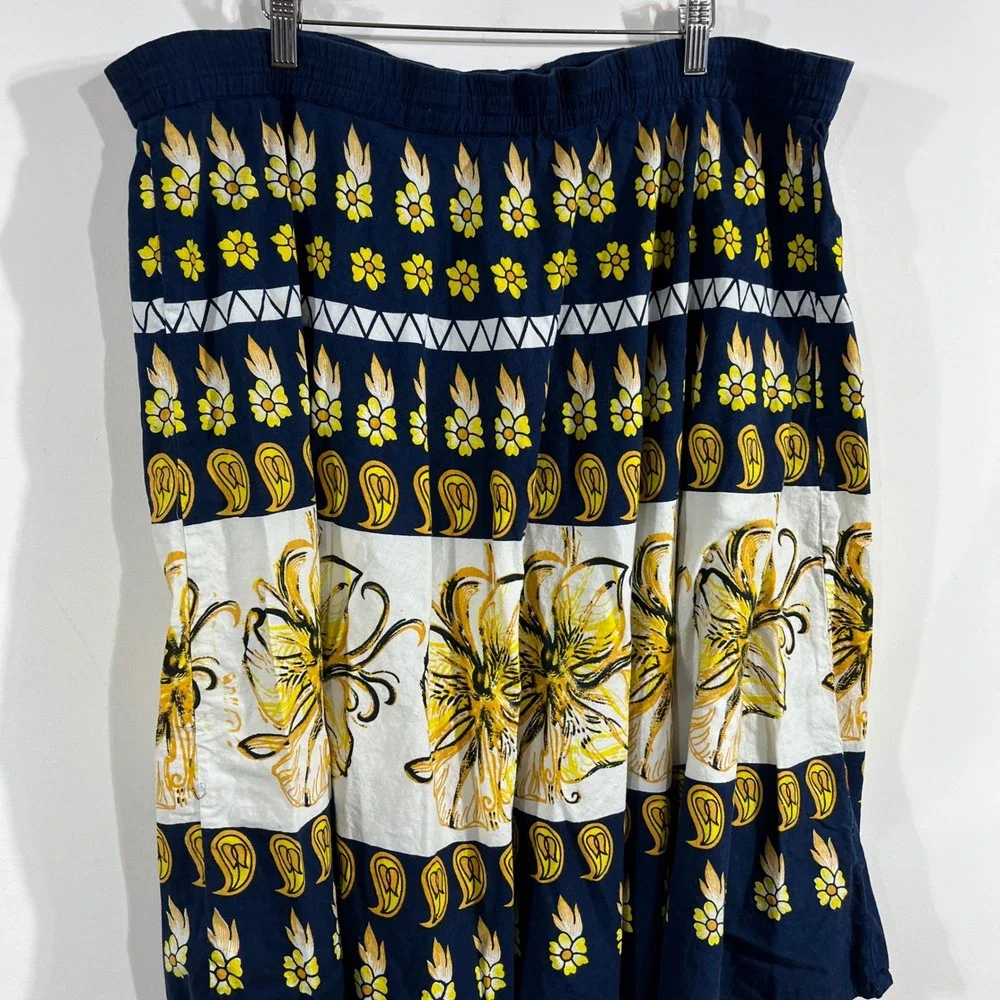 Studio West  Boho Renfair Fairy Grunge Floral Paisley Cotton Midi Skirt XL 90s